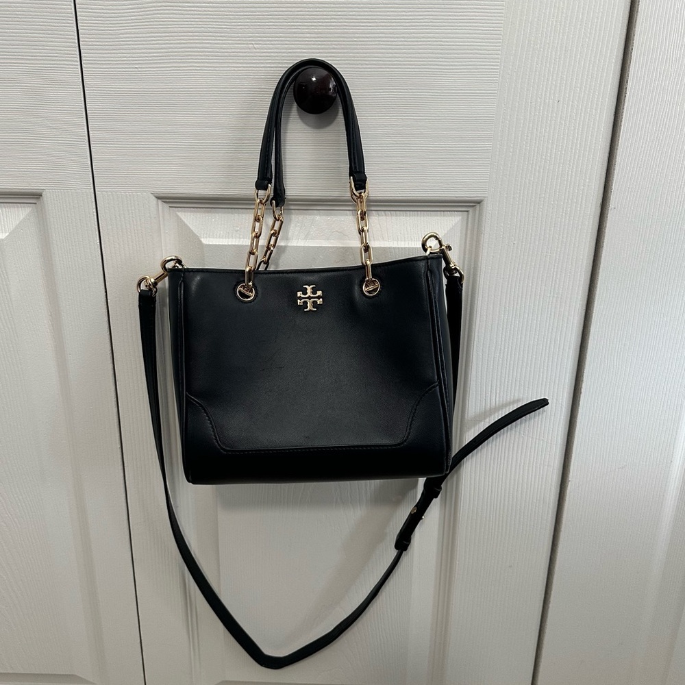 Tory Burch Carter Small Tote‎ Crossbody Bag in Black VGUC